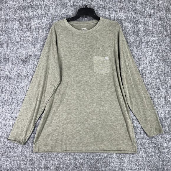 Huk‎ Shirt Mens XL Green Fishing Performance Pocket Tee Longsleeve Lightweight - Picture 1 of 6